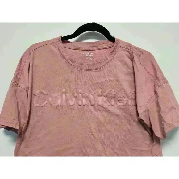 Women's Calvin Klein Pink T-Shirt Crop Top‎ Size M - Picture 2 of 4